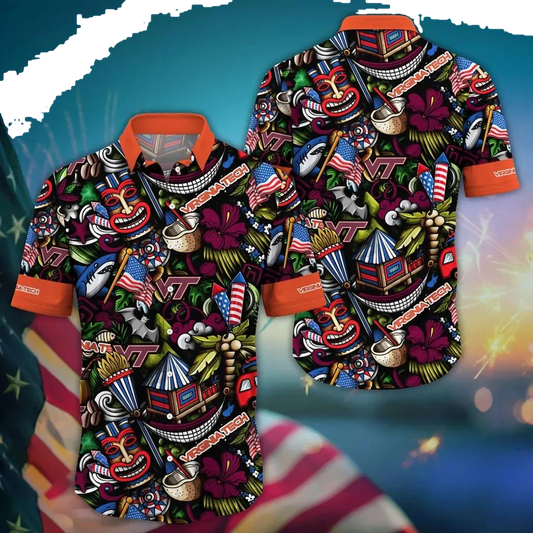 Virginia Tech Hokies NCAA Flower Aloha Hawaiian Shirt 12, NCAA Hawaiian Shirt Moonbestprint