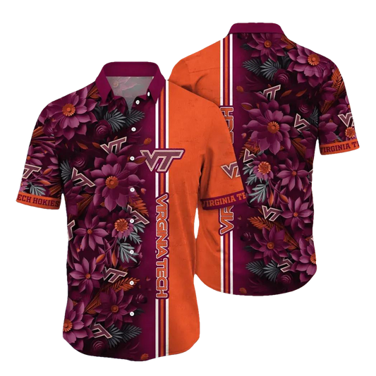 Virginia Tech Hokies NCAA Flower Aloha Hawaiian Shirt 2, NCAA Hawaiian Shirt Moonbestprint