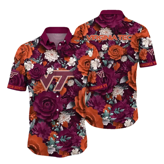 Virginia Tech Hokies NCAA Flower Aloha Hawaiian Shirt 3, NCAA Hawaiian Shirt Moonbestprint