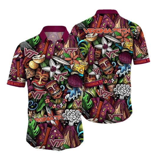 Virginia Tech Hokies NCAA Flower Aloha Hawaiian Shirt 4, NCAA Hawaiian Shirt Moonbestprint