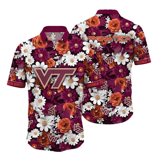 Virginia Tech Hokies NCAA Flower Aloha Hawaiian Shirt 5, NCAA Hawaiian Shirt Moonbestprint