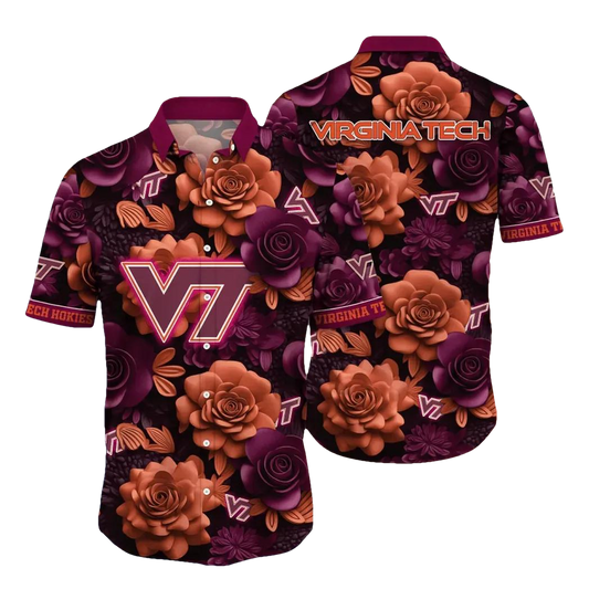 Virginia Tech Hokies NCAA Flower Aloha Hawaiian Shirt 6, NCAA Hawaiian Shirt NCAA Hawaiian Shirt Moonbestprint