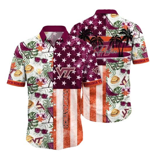 Virginia Tech Hokies NCAA Flower Aloha Hawaiian Shirt 9, NCAA Hawaiian Shirt Moonbestprint