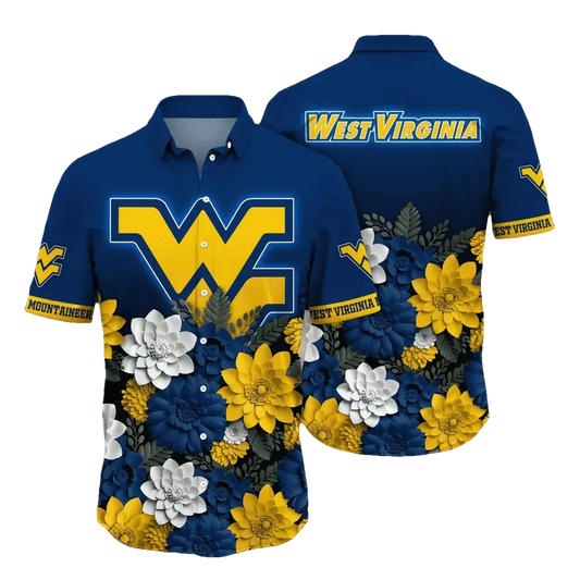 West Virginia Mountaineers NCAA Flower Aloha Hawaiian Shirt 12, NCAA Hawaiian Shirt Moonbestprint