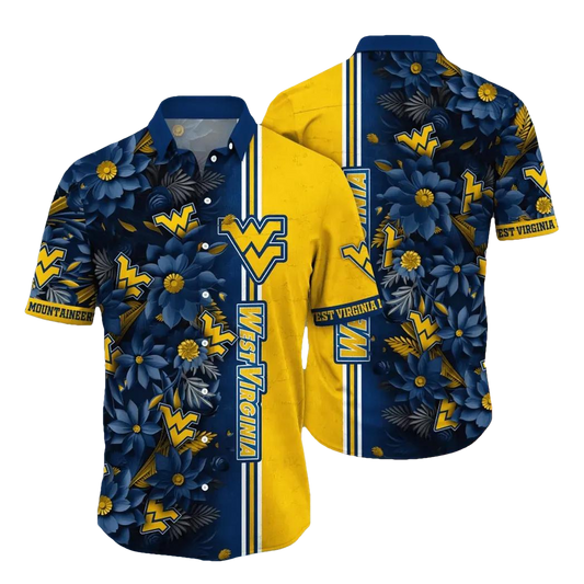 West Virginia Mountaineers NCAA Flower Aloha Hawaiian Shirt 2, NCAA Hawaiian Shirt Moonbestprint