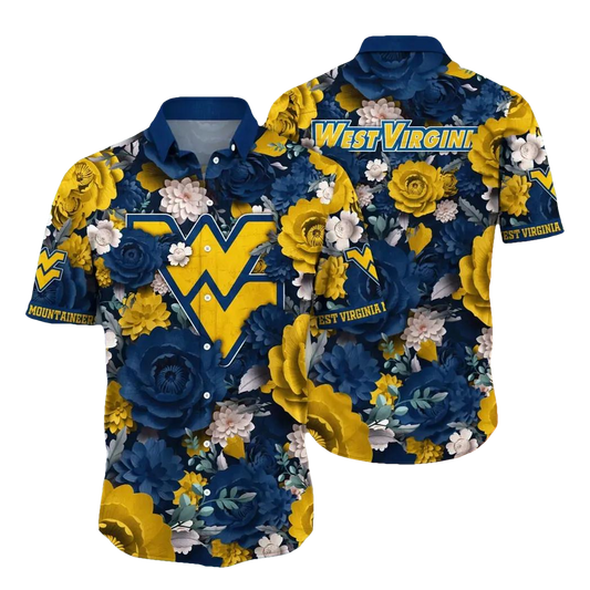 West Virginia Mountaineers NCAA Flower Aloha Hawaiian Shirt 4, NCAA Hawaiian Shirt Moonbestprint