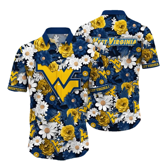 West Virginia Mountaineers NCAA Flower Aloha Hawaiian Shirt 8, NCAA Hawaiian Shirt Moonbestprint