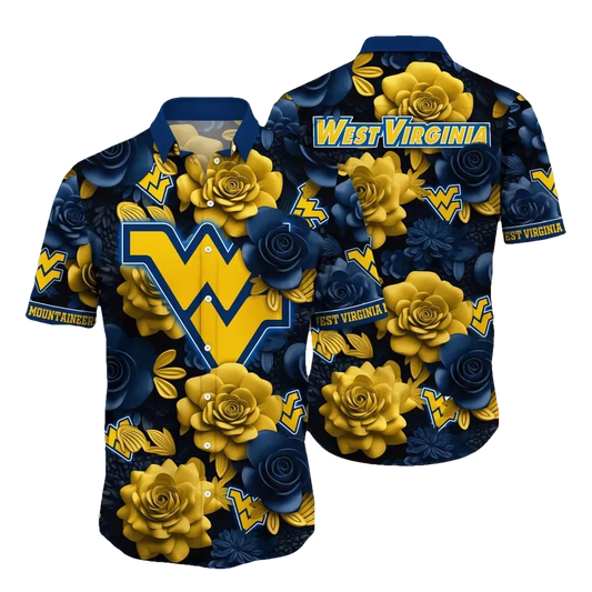 West Virginia Mountaineers NCAA Flower Aloha Hawaiian Shirt 6, NCAA Hawaiian Shirt Moonbestprint