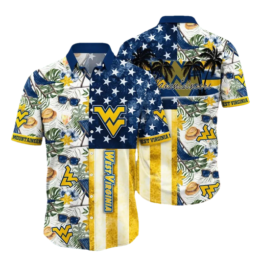 West Virginia Mountaineers NCAA Flower Aloha Hawaiian Shirt 9, NCAA Hawaiian Shirt Moonbestprint