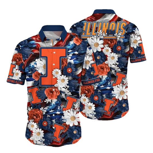 Illinois Fighting Illini NCAA Aloha Hawaiian Shirt 1, NCAA Hawaiian Shirt Moonbestprint