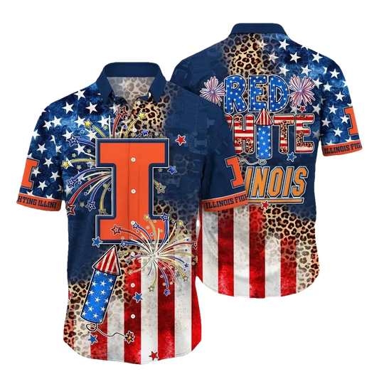 Illinois Fighting Illini NCAA Aloha Hawaiian Shirt 2, NCAA Hawaiian Shirt Moonbestprint