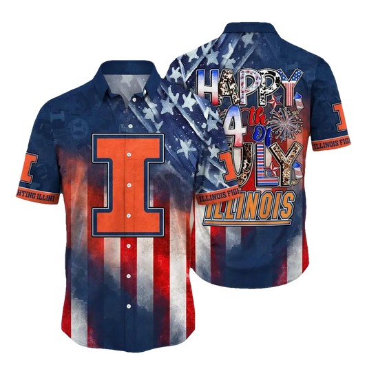 Illinois Fighting Illini NCAA Aloha Hawaiian Shirt 3, NCAA Hawaiian Shirt Moonbestprint