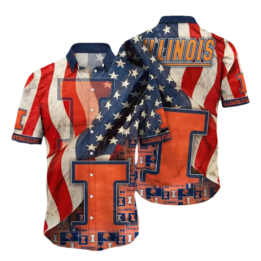 Illinois Fighting Illini NCAA Flower Aloha Hawaiian Shirt 10, NCAA Hawaiian Shirt Moonbestprint