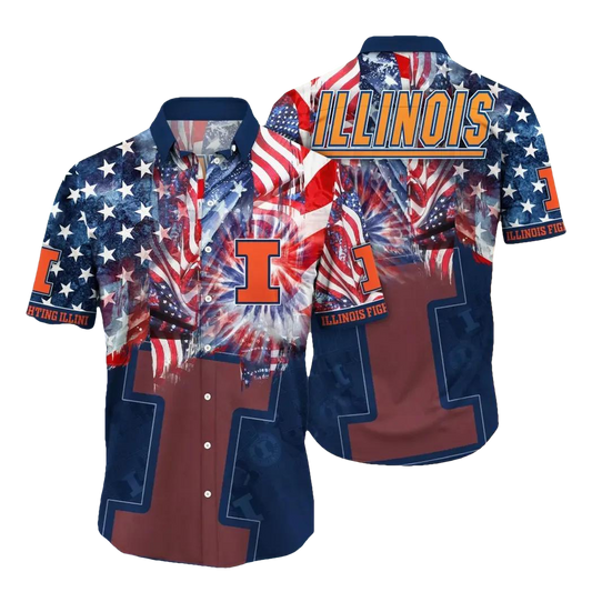 Illinois Fighting Illini NCAA Flower Aloha Hawaiian Shirt 12, NCAA Hawaiian Shirt Moonbestprint