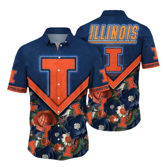 Illinois Fighting Illini NCAA Flower Aloha Hawaiian Shirt 5, NCAA Hawaiian Shirt Moonbestprint