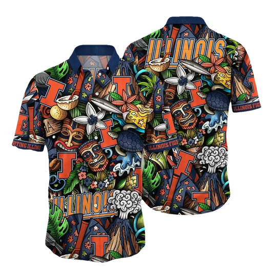 Illinois Fighting Illini NCAA Flower Aloha Hawaiian Shirt 6, NCAA Hawaiian Shirt Moonbestprint