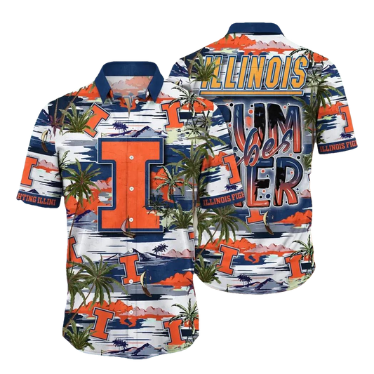 Illinois Fighting Illini NCAA Flower Aloha Hawaiian Shirt 8, NCAA Hawaiian Shirt Moonbestprint