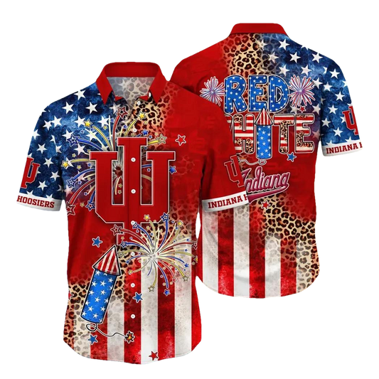 Indiana Hoosiers NCAA Aloha Hawaiian Shirt, NCAA Hawaiian Shirt Moonbestprint