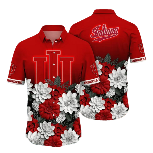 Indiana Hoosiers NCAA Flower Aloha Hawaiian Shirt 13, NCAA Hawaiian Shirt Moonbestprint