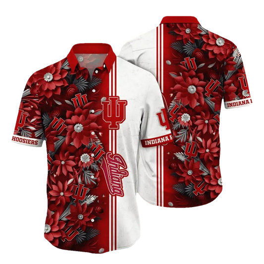 Indiana Hoosiers NCAA Flower Aloha Hawaiian Shirt 3, NCAA Hawaiian Shirt Moonbestprint