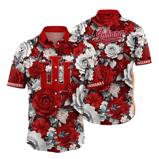 Indiana Hoosiers NCAA Flower Aloha Hawaiian Shirt 5, NCAA Hawaiian Shirt Moonbestprint