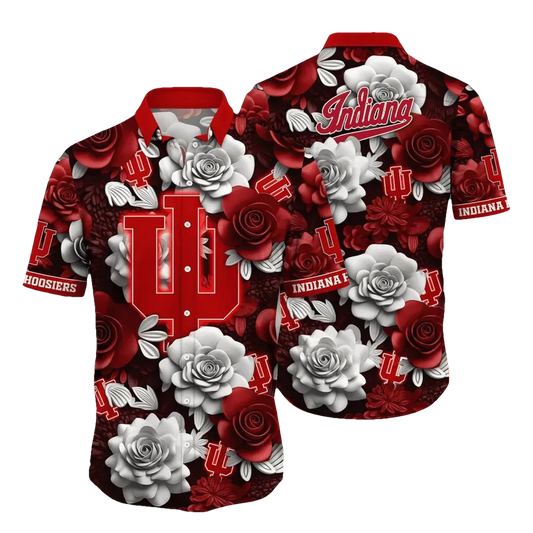 Indiana Hoosiers NCAA Flower Aloha Hawaiian Shirt 7, NCAA Hawaiian Shirt Moonbestprint