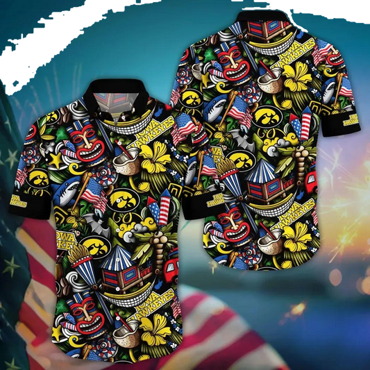 Iowa Hawkeyes NCAA Flower Aloha Hawaiian Shirt, NCAA Hawaiian Shirt Moonbestprint