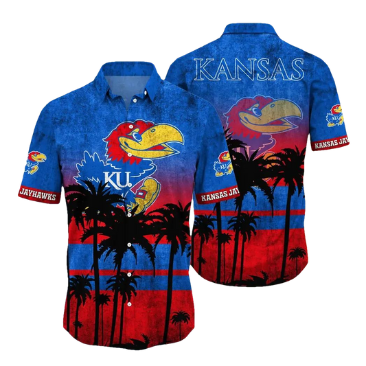 Kansas Jayhawks Aloha Hawaiian Shirt, NCAA Hawaiian Shirt Moonbestprint