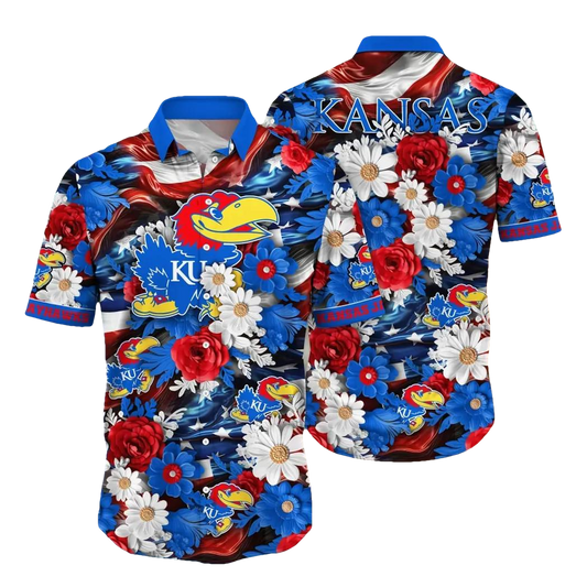 Kansas Jayhawks NCAA Aloha Hawaiian Shirt 1, NCAA Hawaiian Shirt Moonbestprint