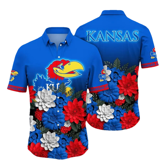 Kansas Jayhawks NCAA Flower Aloha Hawaiian Shirt 13, NCAA Hawaiian Shirt Moonbestprint