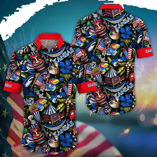 Kansas Jayhawks NCAA Flower Aloha Hawaiian Shirt 14, NCAA Hawaiian Shirt Moonbestprint