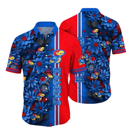 Kansas Jayhawks NCAA Flower Aloha Hawaiian Shirt 3, NCAA Hawaiian Shirt Moonbestprint