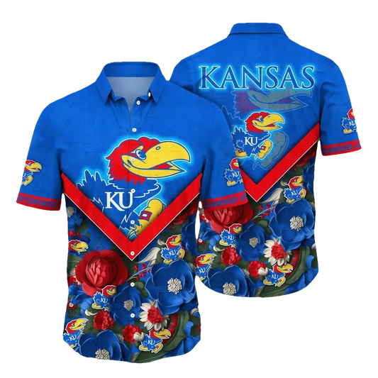 Kansas Jayhawks NCAA Flower Aloha Hawaiian Shirt 5, NCAA Hawaiian Shirt Moonbestprint