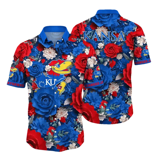 Kansas Jayhawks NCAA Flower Aloha Hawaiian Shirt 4, NCAA Hawaiian Shirt Moonbestprint