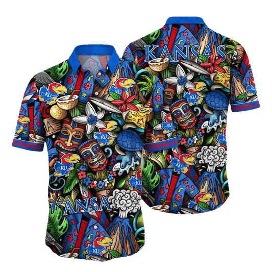 Kansas Jayhawks NCAA Flower Aloha Hawaiian Shirt 6, NCAA Hawaiian Shirt Moonbestprint