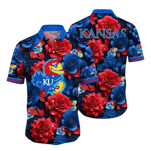 Kansas Jayhawks NCAA Flower Aloha Hawaiian Shirt 7, NCAA Hawaiian Shirt Moonbestprint