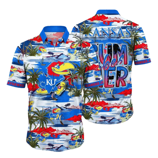 Kansas Jayhawks NCAA Flower Aloha Hawaiian Shirt 9, NCAA Hawaiian Shirt Moonbestprint