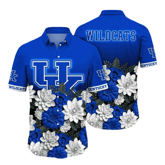 Kentucky Wildcats NCAA Flower Aloha Hawaiian Shirt 13, NCAA Hawaiian Shirt Moonbestprint