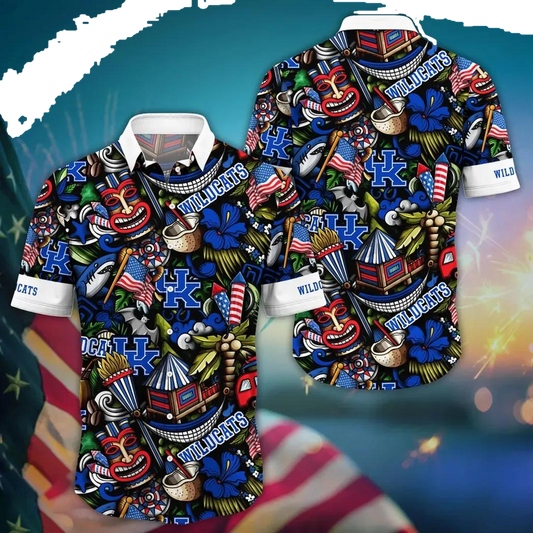Kentucky Wildcats NCAA Flower Aloha Hawaiian Shirt 14, NCAA Hawaiian Shirt Moonbestprint