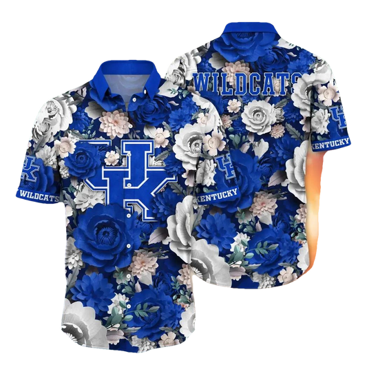 Kentucky Wildcats NCAA Flower Aloha Hawaiian Shirt 4, NCAA Hawaiian Shirt Moonbestprint
