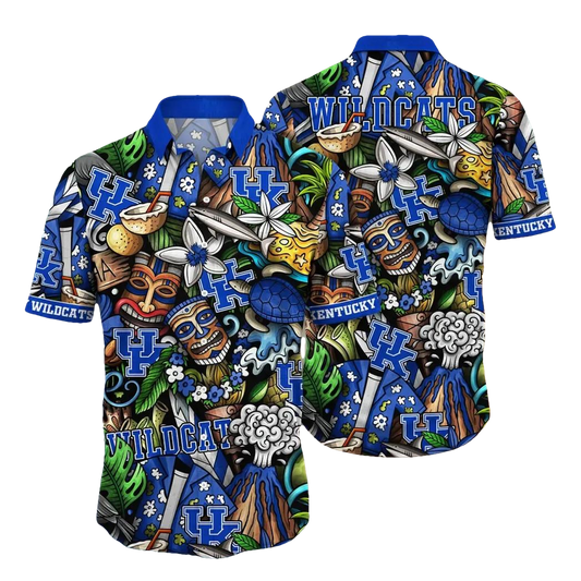 Kentucky Wildcats NCAA Flower Aloha Hawaiian Shirt 6, NCAA Hawaiian Shirt Moonbestprint