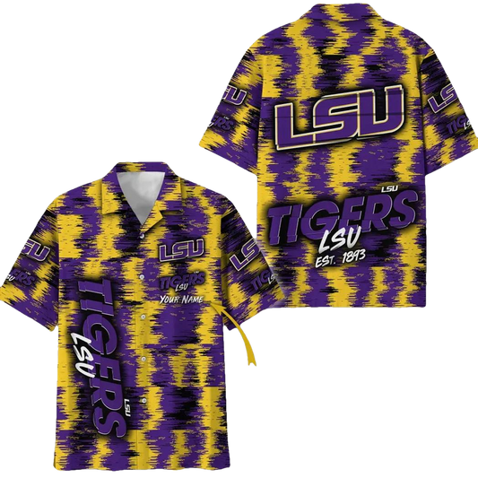 LSU TIGERS Aloha Hawaiian Shirt Custom Your Name, NCAA Hawaiian Shirt Moonbestprint