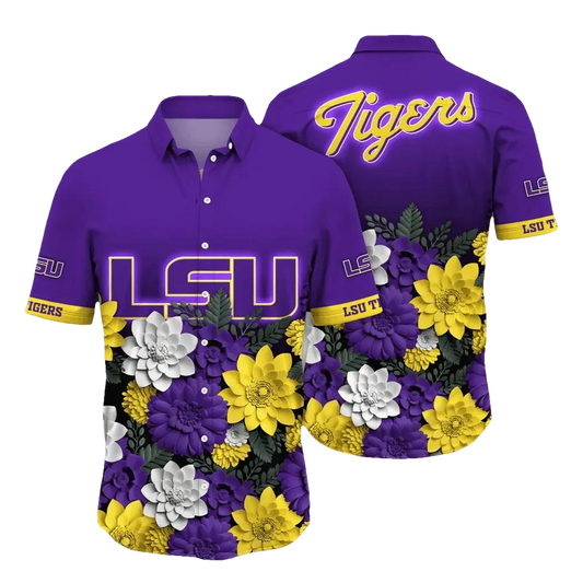 LSU TIGERS NCAA Flower Aloha Hawaiian Shirt 11, NCAA Hawaiian Shirt Moonbestprint