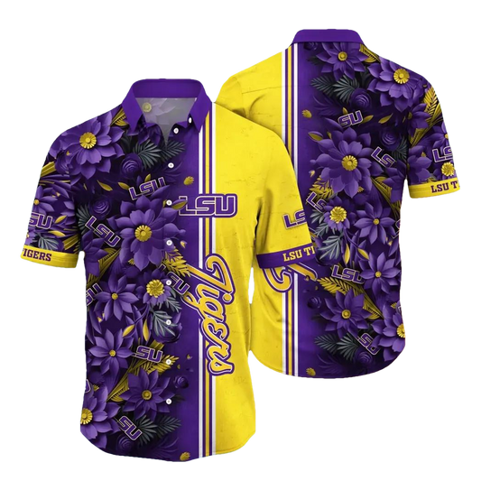 LSU TIGERS NCAA Flower Aloha Hawaiian Shirt 3, NCAA Hawaiian Shirt Moonbestprint
