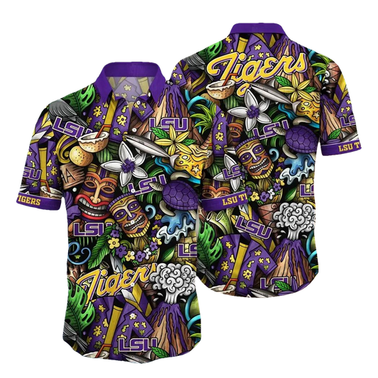 LSU TIGERS NCAA Flower Aloha Hawaiian Shirt 5, NCAA Hawaiian Shirt Moonbestprint