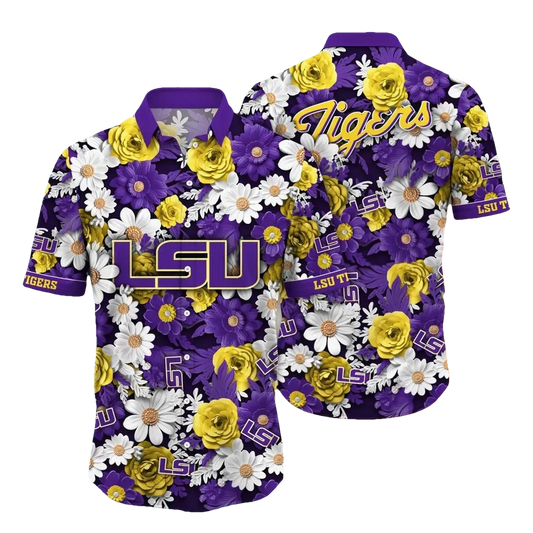 LSU TIGERS NCAA Flower Aloha Hawaiian Shirt 6, NCAA Hawaiian Shirt Moonbestprint