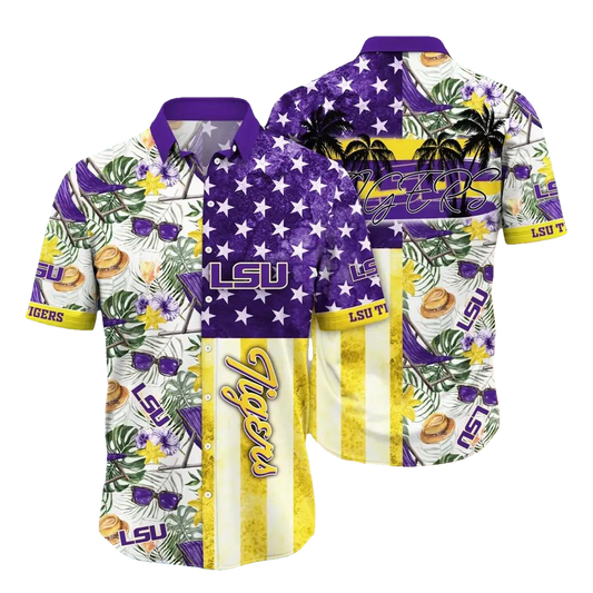LSU TIGERS NCAA Flower Aloha Hawaiian Shirt 9, NCAA Hawaiian Shirt Moonbestprint
