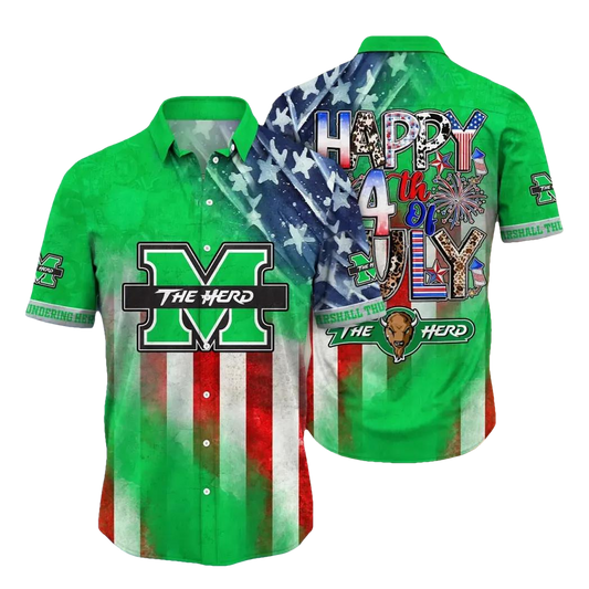 Marshall Thundering Herd NCAA Aloha Hawaiian Shirt, NCAA Hawaiian Shirt Moonbestprint