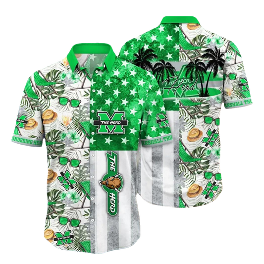 Marshall Thundering Herd NCAA Flower Aloha Hawaiian Shirt 10, NCAA Hawaiian Shirt Moonbestprint