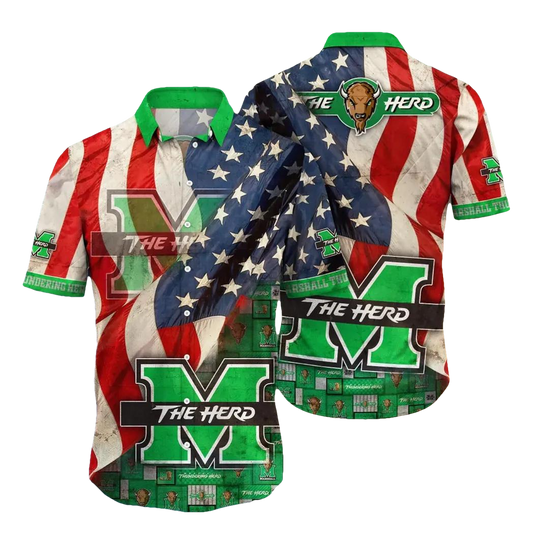 Marshall Thundering Herd NCAA Flower Aloha Hawaiian Shirt 11, NCAA Hawaiian Shirt Moonbestprint